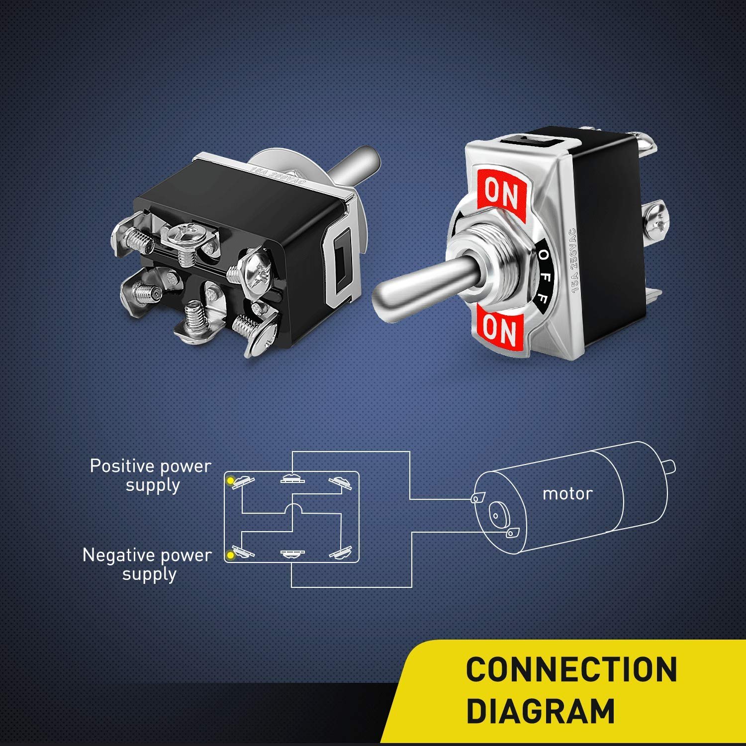 6Pin Heavy Duty Rocker Toggle Switch 15A 250V 20A 125V DPDT 6 Pin ON/Off/ON Toggle Switch With Waterproof Boot Cap Cover