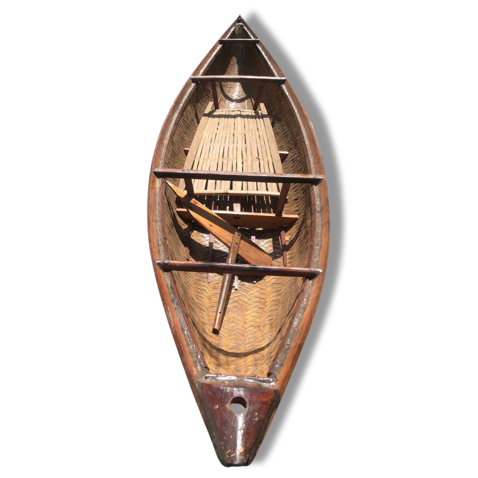 Premium Natural Bamboo Boat Handmade Traditional Artistic Patterns Custom Painted for Decorative Display Bamboo Crafts