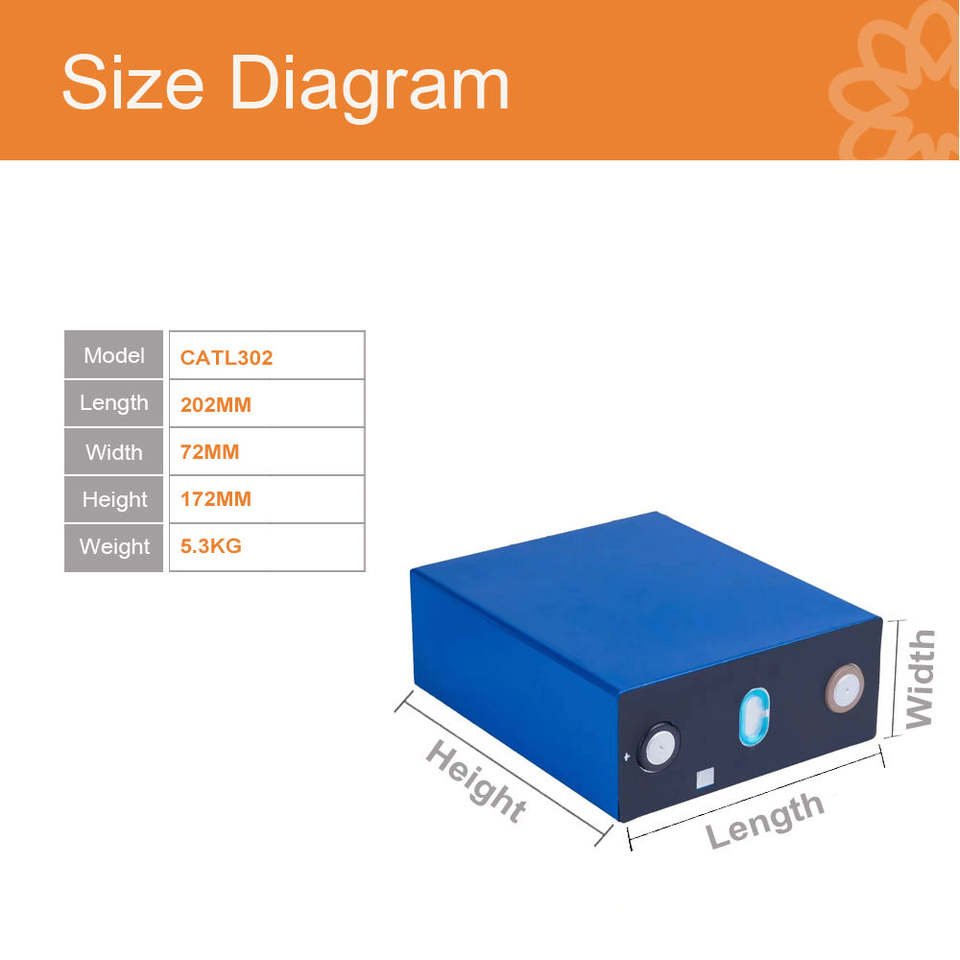 2Pcs Catl 6000 Cycle Prismatic 3.2V Lithium Ion Battery 70Ah 80Ah 100Ah 200Ah 280Ah 320Ah 12V 24V 48V Lithium Ion Battery