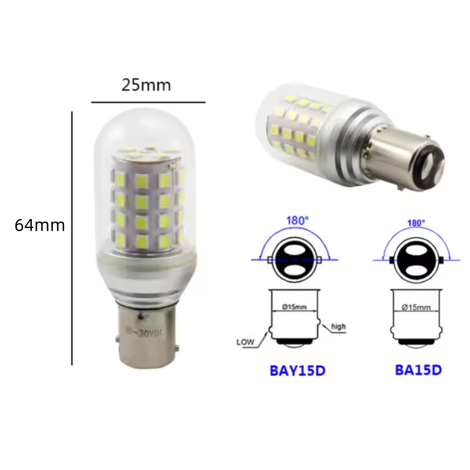 LED Miniature Bulbs BA15S BA15D BAY15D 10-30V 6-12V 2835SMD LED Marine Navigation Bulb
