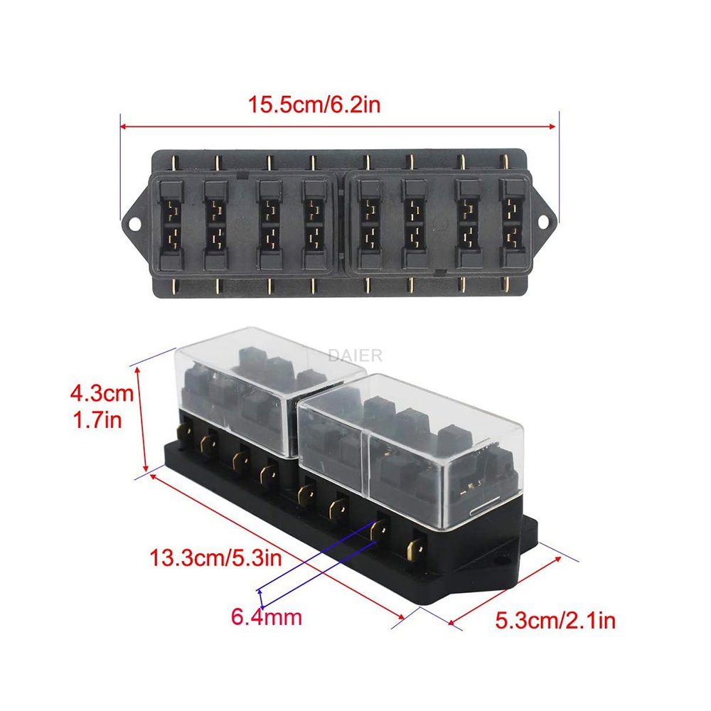 Screw Fixed 8 Way ATC/ATO Blade Fuse Box Auto Fuse Block With Cover for Boat
