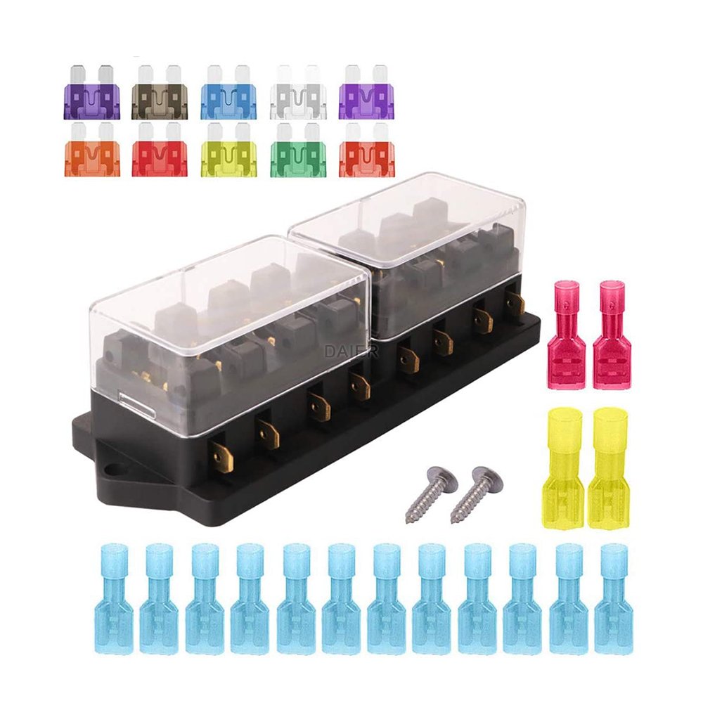 Screw Fixed 8 Way ATC/ATO Blade Fuse Box Auto Fuse Block With Cover for Boat