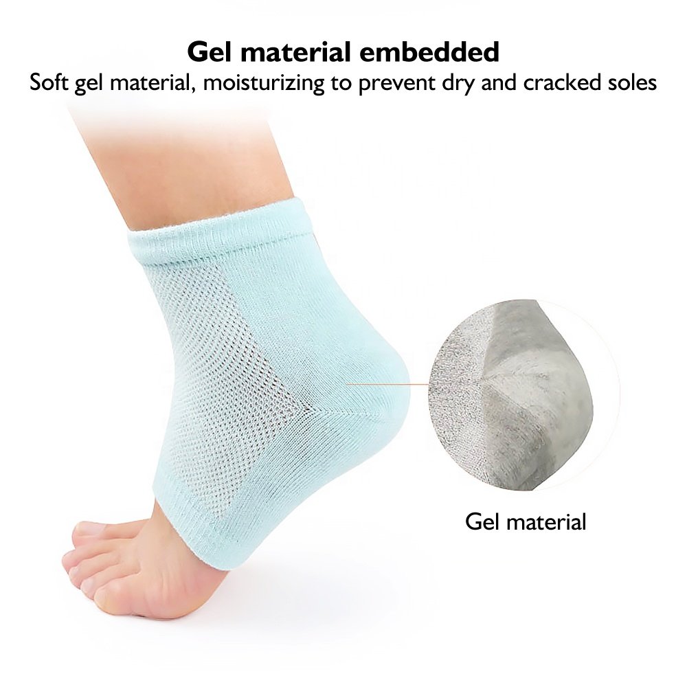 Mesh Breathing Gel Heel Protection Half Sock Cotton Boat Sock with Comfort Sports Insoles Crack Sock Heel Cover for Shoes