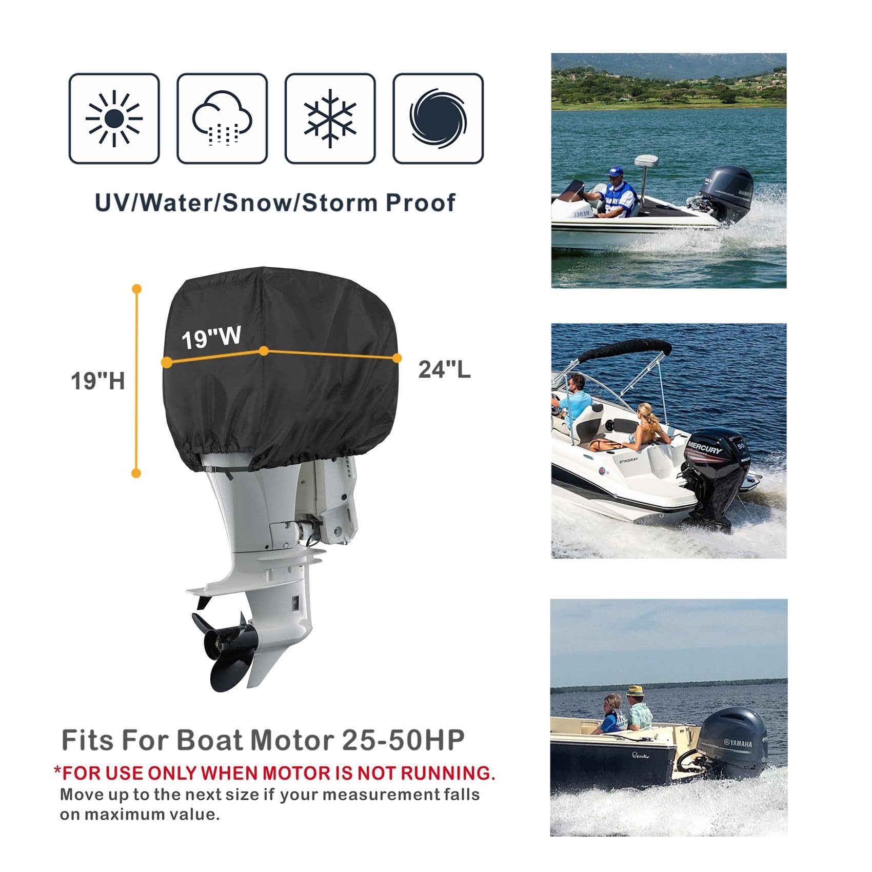 Heavy Duty Durable Trailerable Full Outboard Boat Canvas Cover Marine Motor Engine Cover