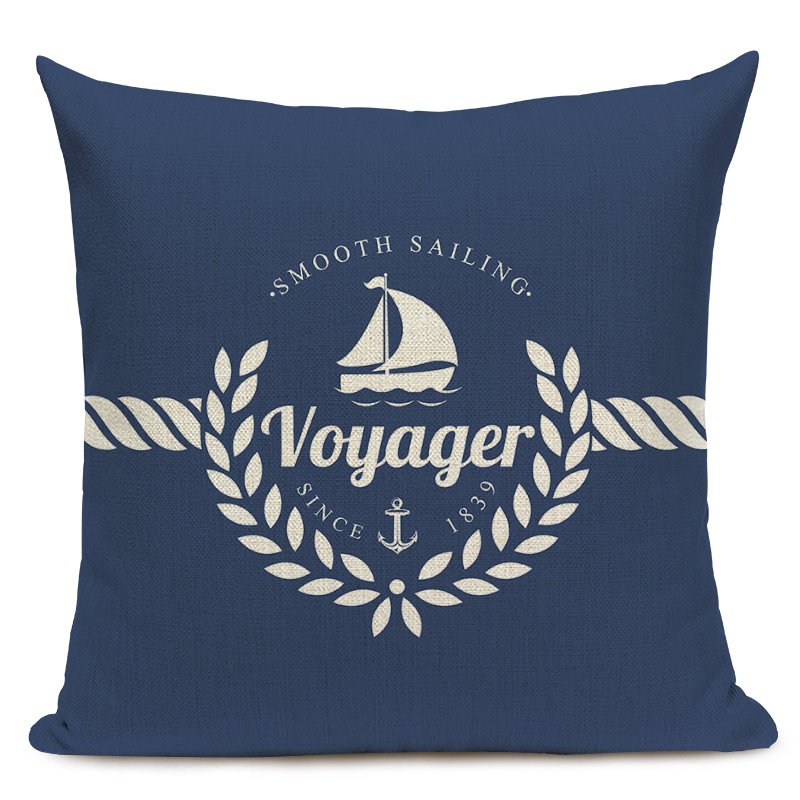 G&D Blue Stripe Compass Boat Cushion Cover Nautical Style Throw Pillow Case for Sofa Home Decor Pillow Cover