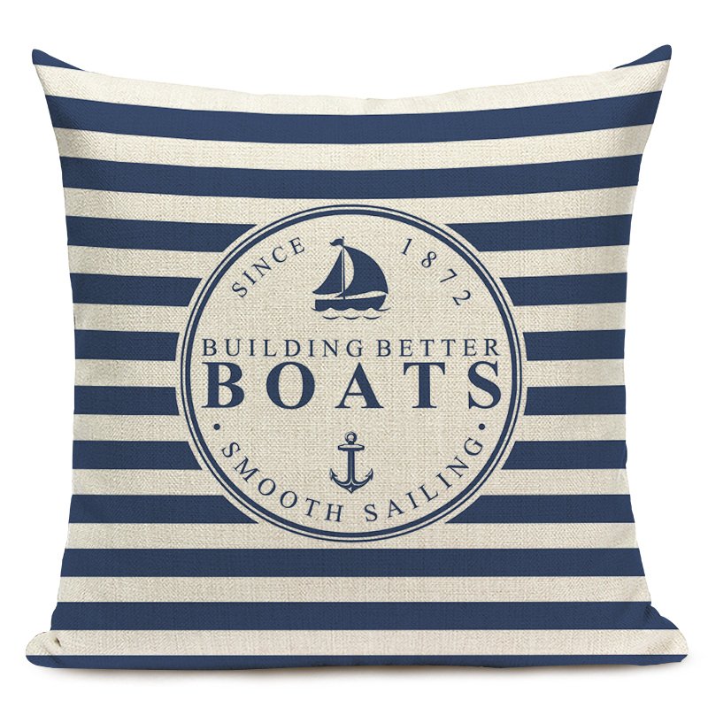 G&D Blue Stripe Compass Boat Cushion Cover Nautical Style Throw Pillow Case for Sofa Home Decor Pillow Cover