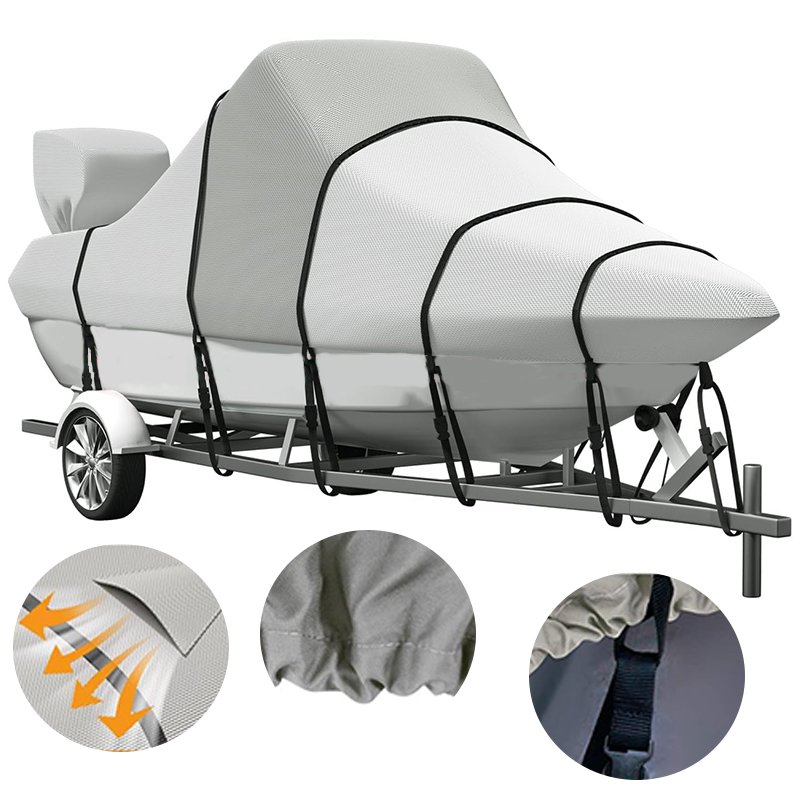 Heavy Duty Custom Boat Cover UV Resistant Dustproof Waterproof 600D Marine Grade Polyester Boat Cover
