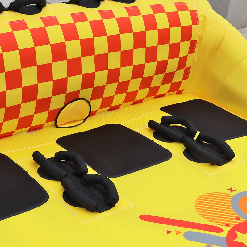 Factory Supply Inflatable Towable Water Sports Tube with Stronger 840D Nylon Cover to Pull, 3 Person Towable Tubes for Boating