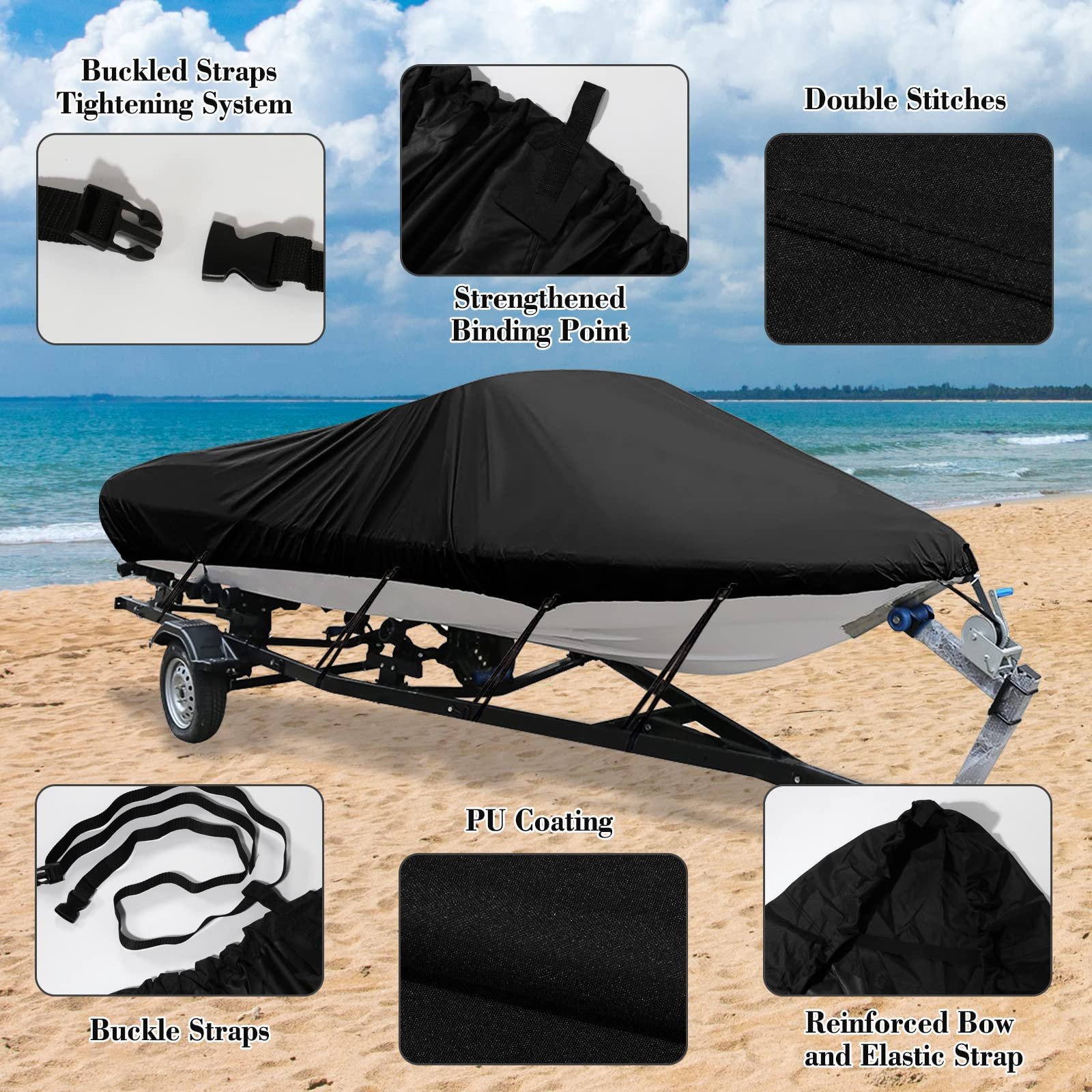 Dandelion Wholesale 900D Oxford Cloth Waterproof Heavy Duty Waterproof Boat Cover for Center Console Boat