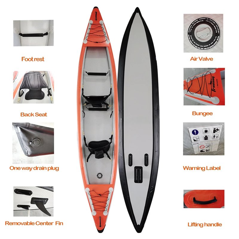 3 Person Customized Inflatable Paddle Board Cover Waterproof Foot Fishing Inflatable Pedal Canoe Kayak Boat