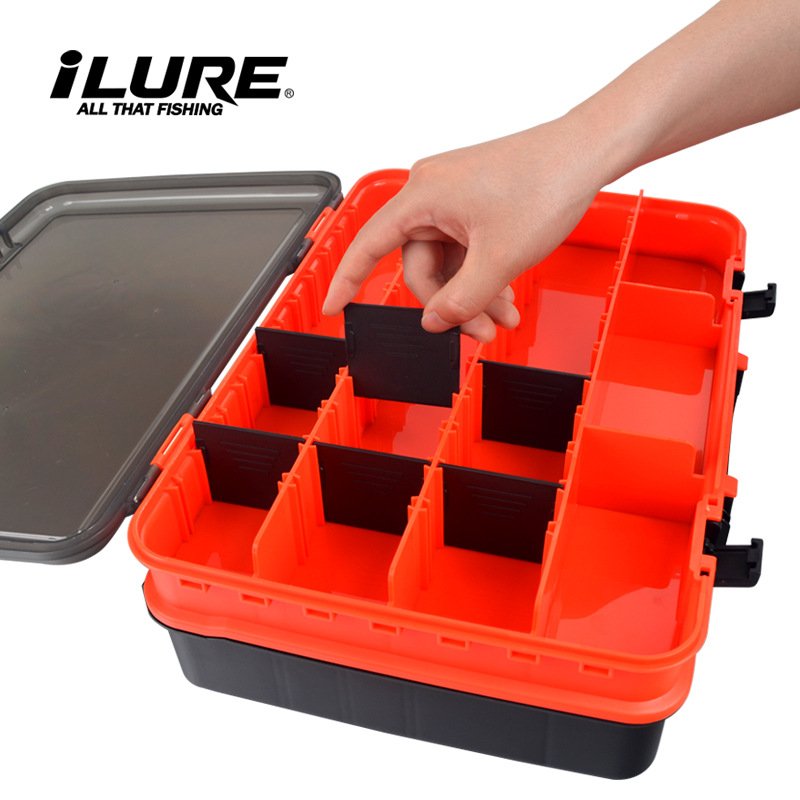 Two-tier Tackle Box Adjustable Inside Space with Dividers Fishing Accessory Lure Box Semi Transparent Cover Utility Tackle Box