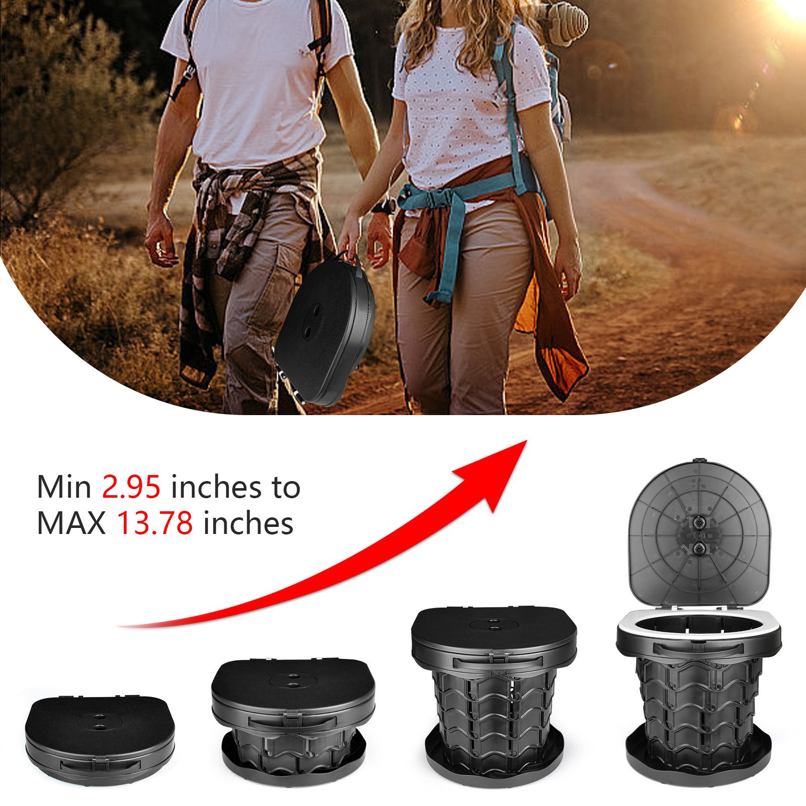 Upgraded Car Travel Portable Emergency Toilet Outdoor Folding Camping Toilet with Cover for Camping Hiking Boat Road Trips Beach