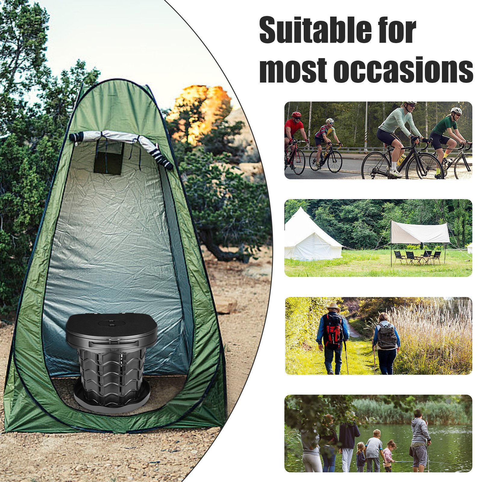 Upgraded Car Travel Portable Emergency Toilet Outdoor Folding Camping Toilet with Cover for Camping Hiking Boat Road Trips Beach