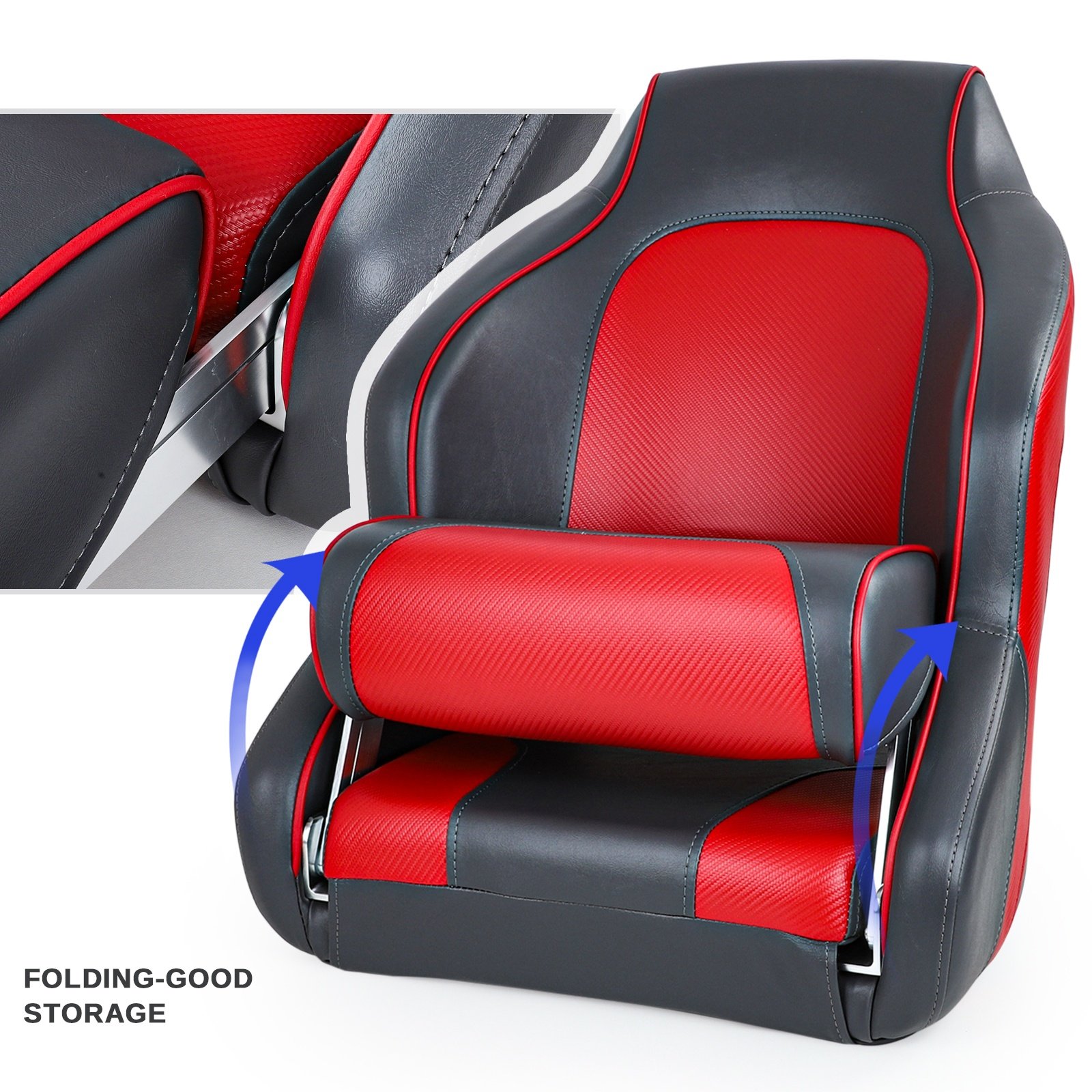 Grey in Red Boat Seat with Full Upholstered Cushion High Quality Marine Ship Yacht Passenger Seat