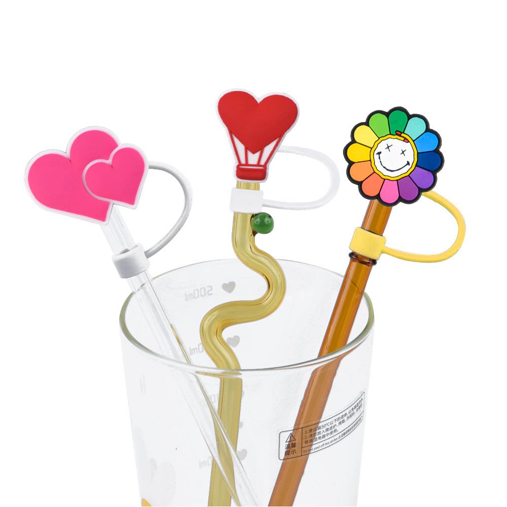 Custom Cartoon Straw Silicone Dustproof Cover Flower Rabbit Love Plug Soft Rubber Recirculable Cloud Straw Cover