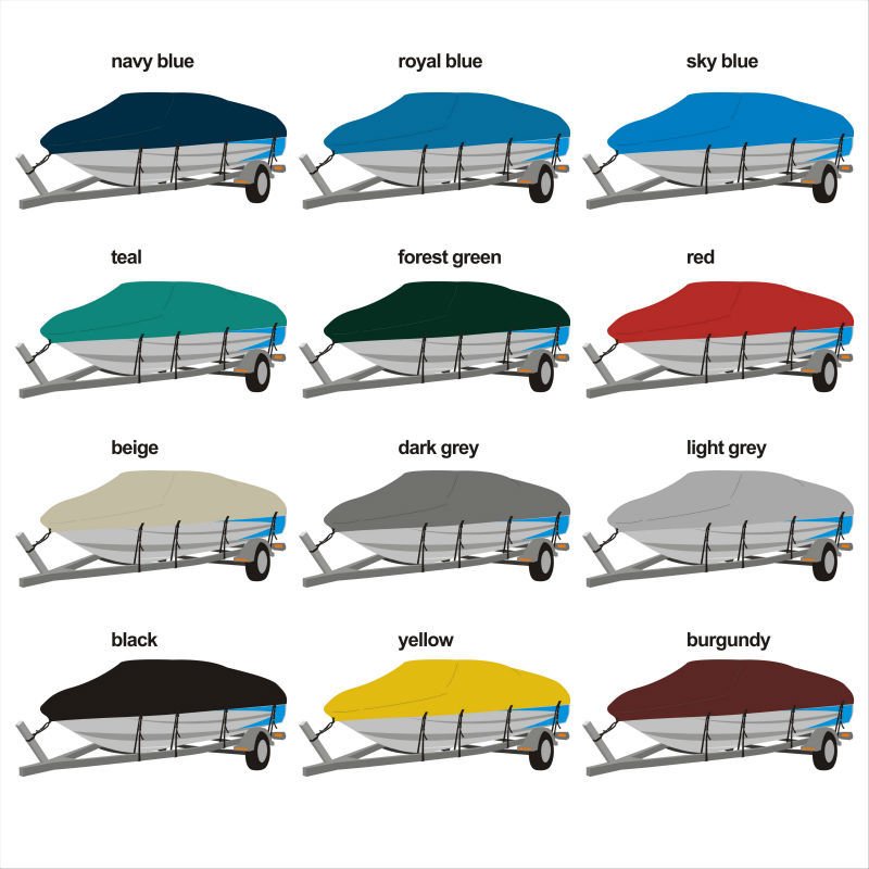 NHCX Waterproof Canvas Boat Cover 600D Fabric UV Protection Customizable Size Boat Cover