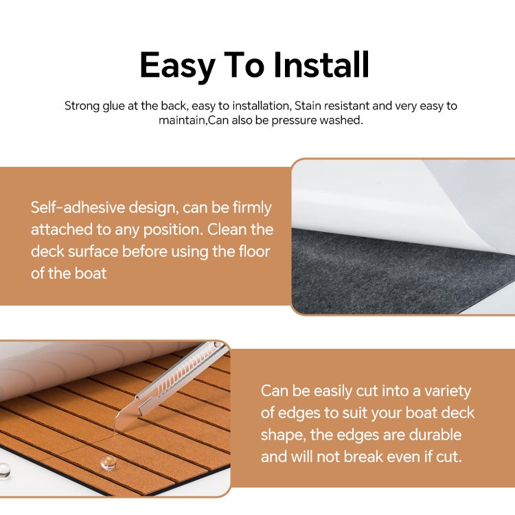 HOMFUL Self-Adhesive EVA Foam Boat Floor Mat Non-Slip Boat Deck Mat Marine Accessories Boat Mat For Marine