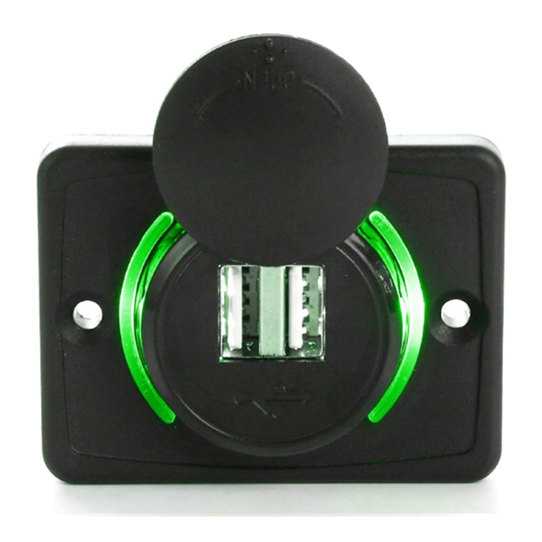 2 Wire 12V 24V Automatic Cover 5V 3.1A Double USB Socket Charger With Panel Mounting for Car Bus
