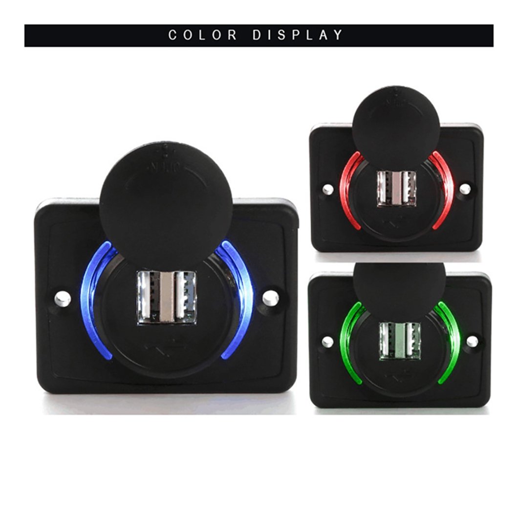 2 Wire 12V 24V Automatic Cover 5V 3.1A Double USB Socket Charger With Panel Mounting for Car Bus