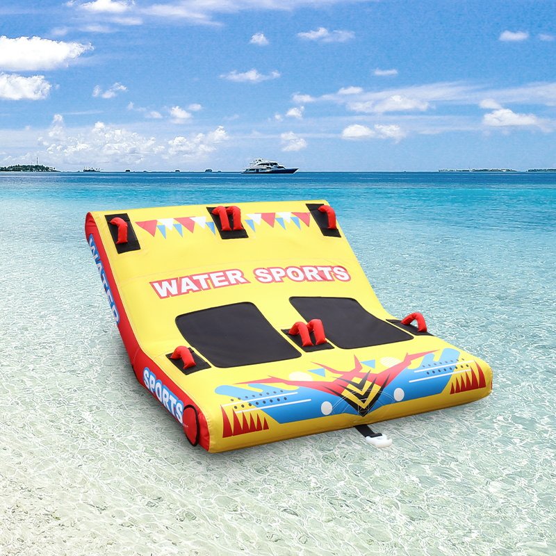 2 Person Inflatable Boat Raft with Full Nylon Cover, New Towable Tube for Boating with Front & Rear Tow Point, Boat Tube Towable