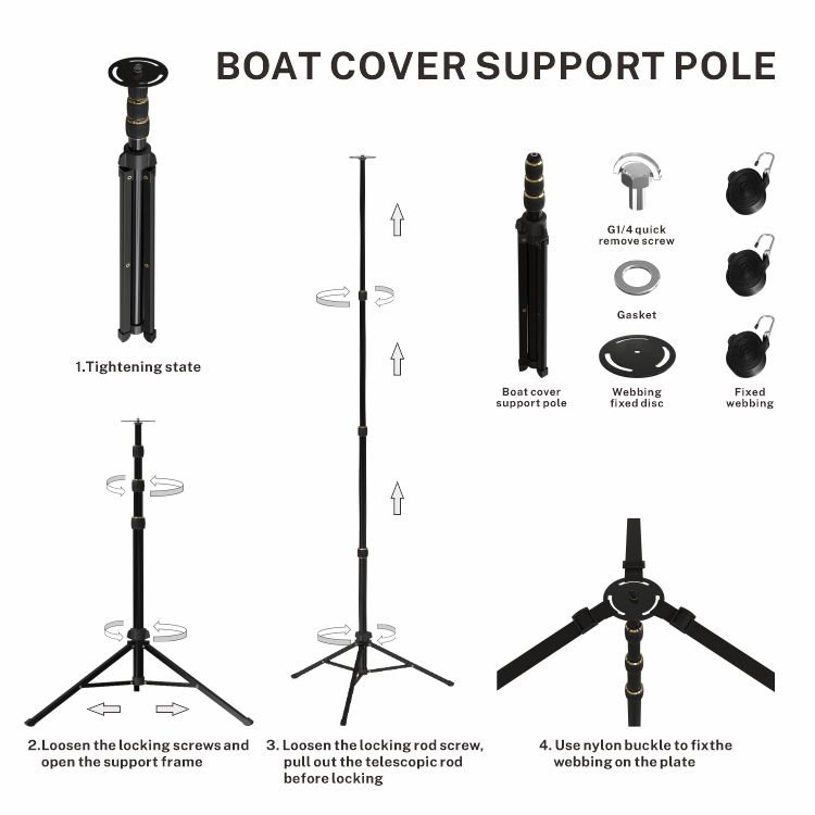 HOMFUL Aluminum Telescopic Boat Cover Support Rods Marine Boat Cover Support Poles