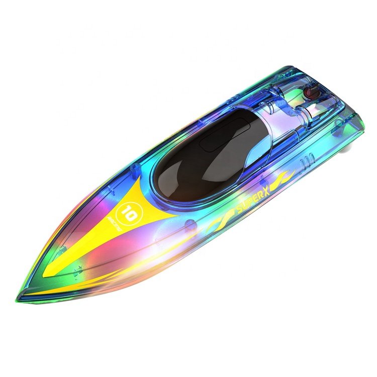 Hot Selling Flytec V555 2.4GHz Fast RC Boat LED Light RC Racing Boat Waterproof High Speed Yacht Boat Model Ship for Pool Lake
