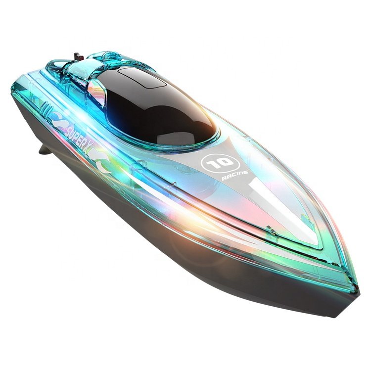 Hot Selling Flytec V555 2.4GHz Fast RC Boat LED Light RC Racing Boat Waterproof High Speed Yacht Boat Model Ship for Pool Lake