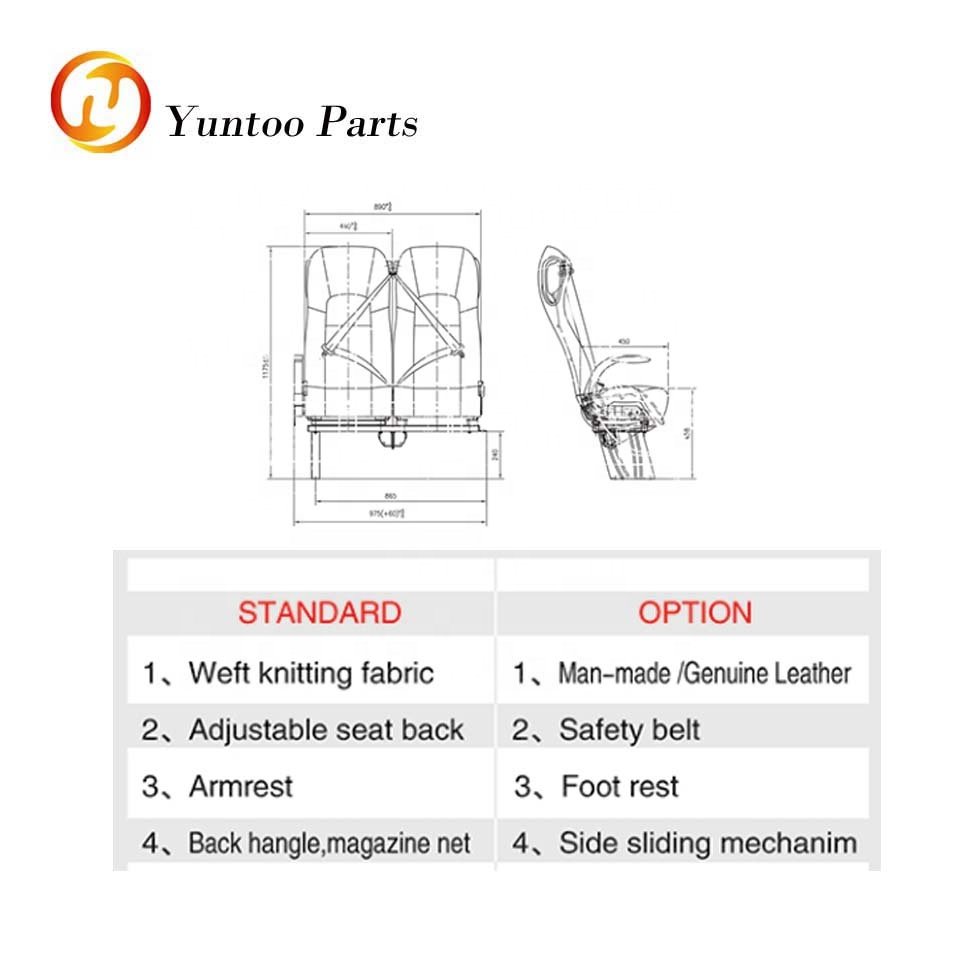 High Resilience and Flame-retardant Sponge Seats for Luxury coach Tourist Bus Reclining Passenger Seat
