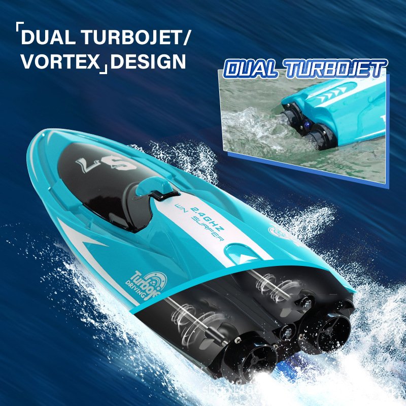 2025 New Products 2.4g Remote Control Waterproof Electric Speed Racing Jet Boat Toys Double Vortex Injection Speed Boat Ship