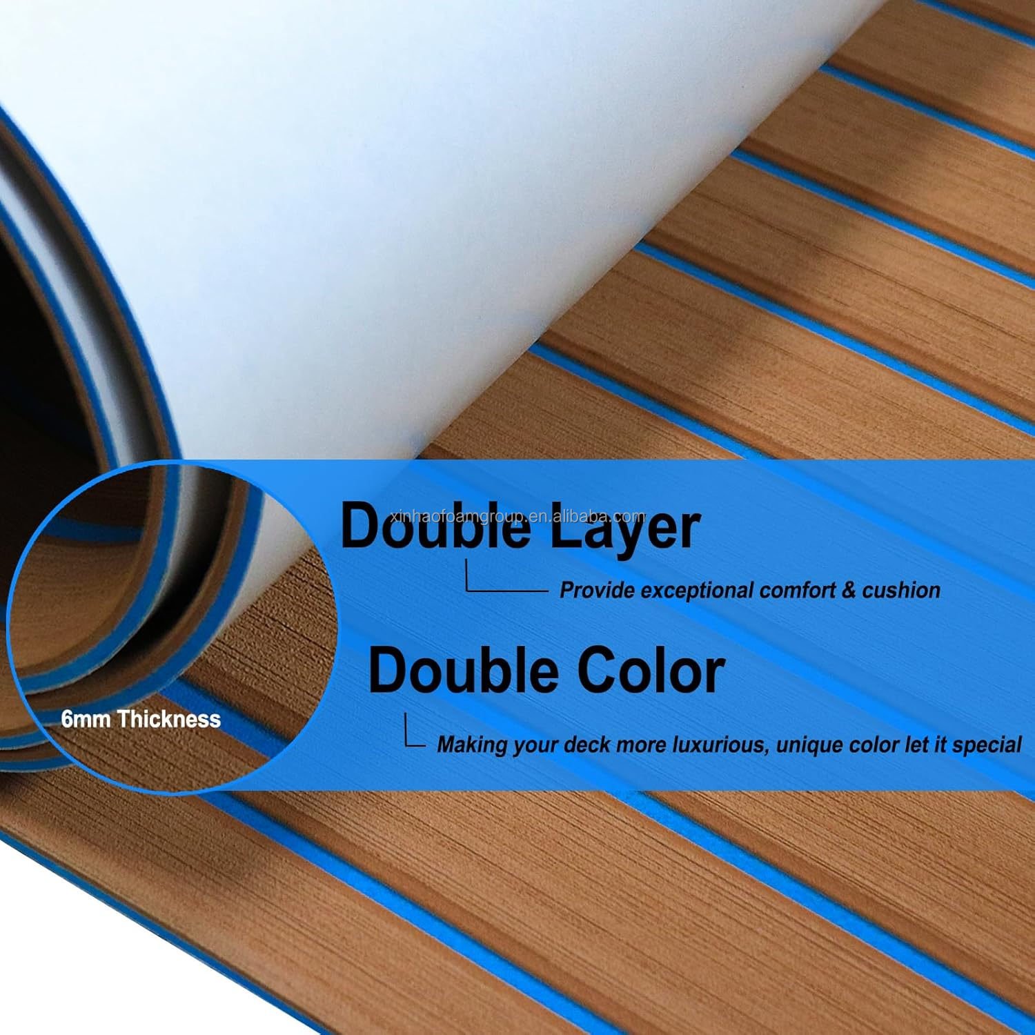 Boat Marine Flooring Covering Self Adhesive Durable EVA Non Slip Foam Faux Teak Deck Mat for Yacht Kayak