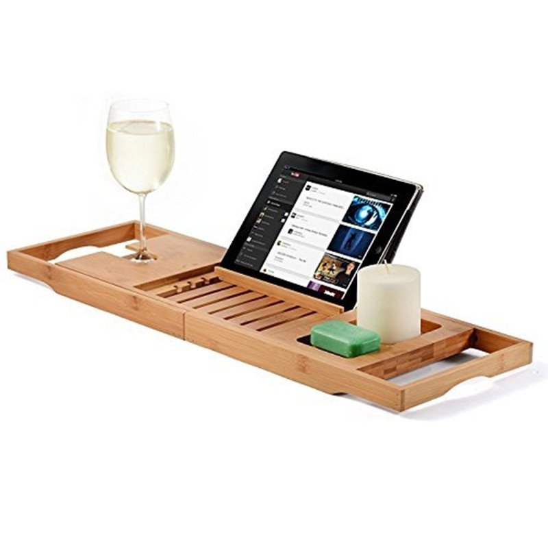 Hot Selling Factory Direct Wholesale Bamboo Retractable Non-Slip Bath Rack Bathtub Tray for the Bathroom Set