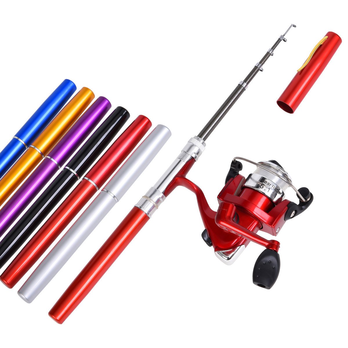 Portable Telescopic Pocket Pen Fishing Rod and Reel Spinning Combo Kit Winter Ice Fishing Sea Tackle