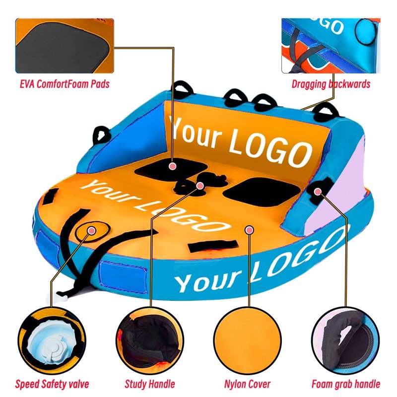 Big Brand Customized Water Jet Ski Boat Towable Inflatable Water Skiing Tube with PVC & Nylon Cover
