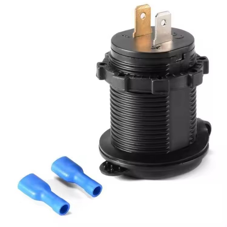 Factory Price DC 12-24V Dual USB Car Charger Socket Nylon Material with Waterproof Cap for Car Boat Motorcycle Truck