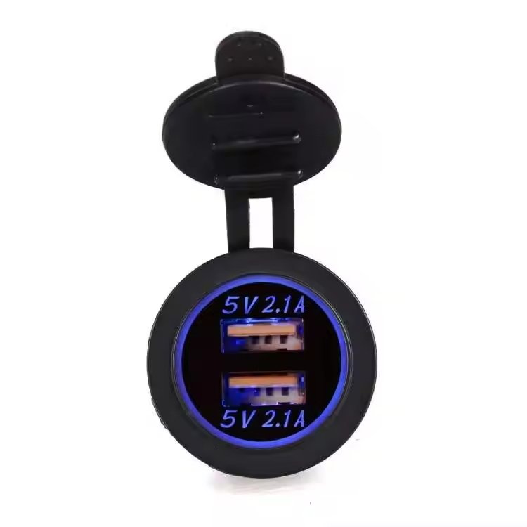 Factory Price DC 12-24V Dual USB Car Charger Socket Nylon Material with Waterproof Cap for Car Boat Motorcycle Truck