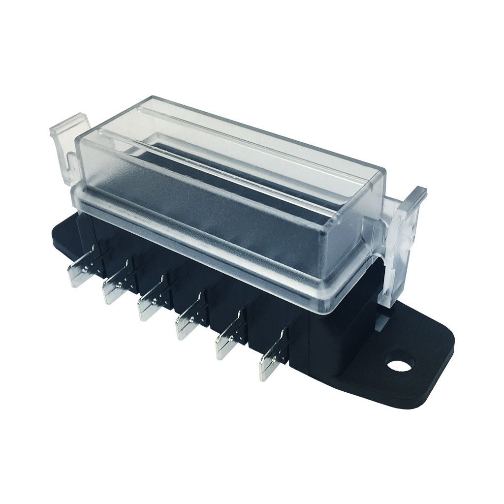 Blade Type Fuse Box 6 Way ATO ATC Type Brass Connector Transparent Screwed Cover Universal Fuse Holder