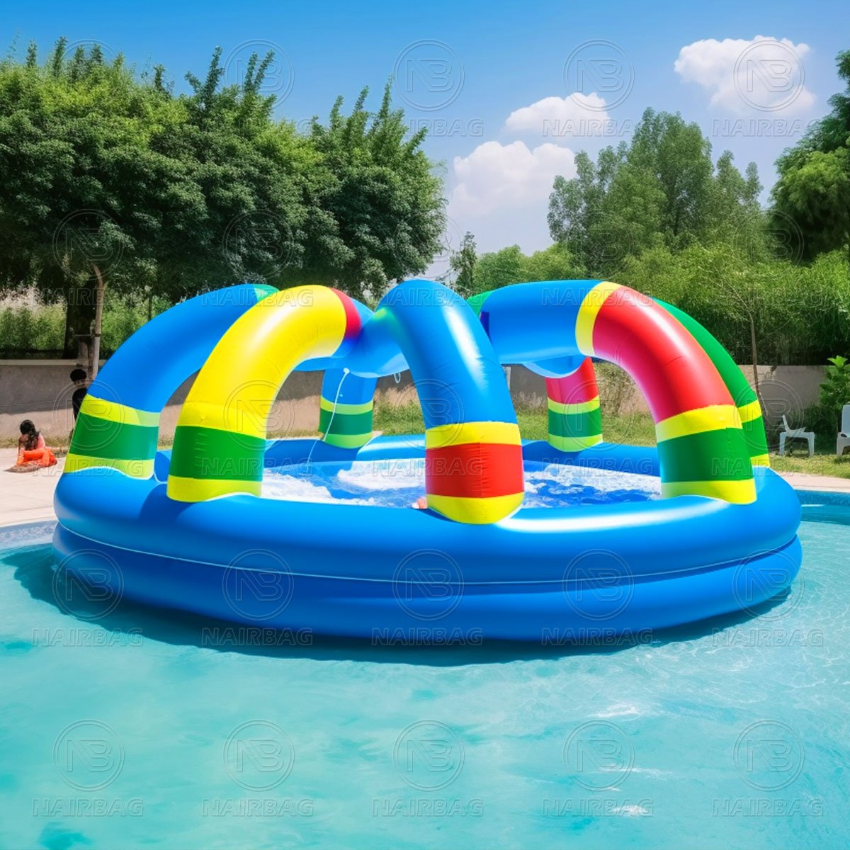 Inflatable Swimming Pool Cover Outdoor Yard Water Games Water Ball Water Hand-Cranked Boat Roller Ball Inflatable Pool Toys