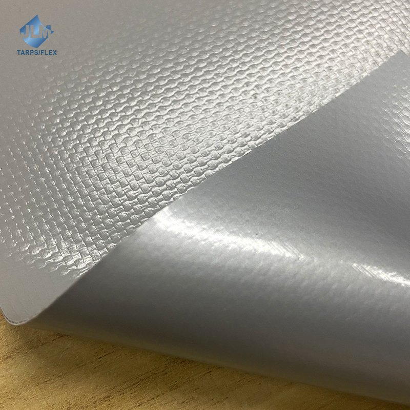 Laminated Double Silver PVC Tarpaulin Roll 900 950 GSM Fabric for Truck Side Curtain Dual Lacquered and Customizable