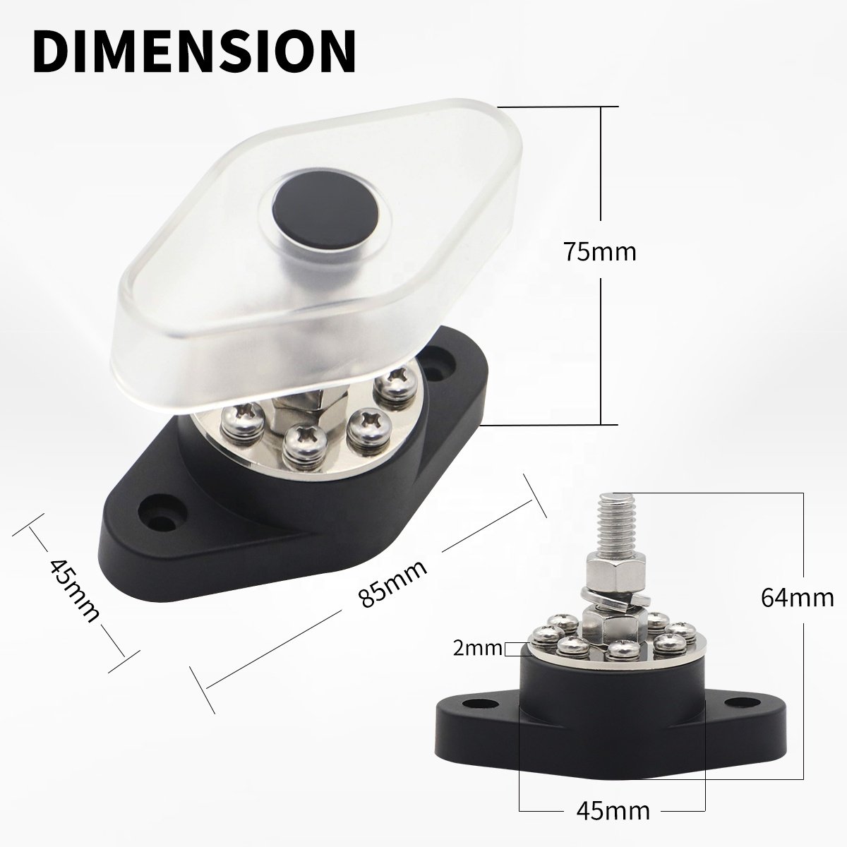 180a 8+1 Power Distribution Block Bus Bar M10 for Boat Car RV Yacht