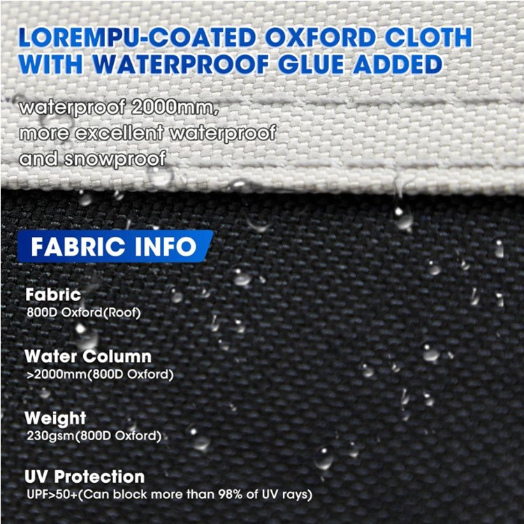 Heavy Duty 800D PWC Oxford Cloth Boat Cover Windproof Anti-Uv Sunscreen Awning PU Coating Canopy Window Protection