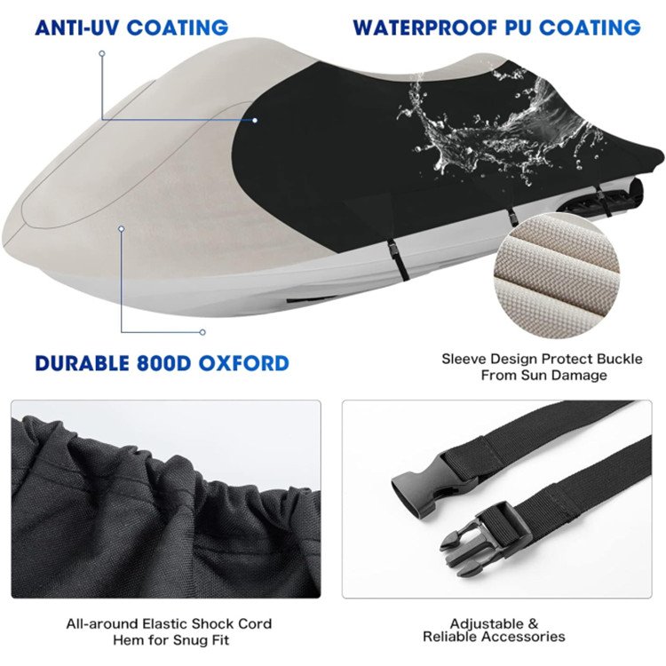 Heavy Duty 800D PWC Oxford Cloth Boat Cover Windproof Anti-Uv Sunscreen Awning PU Coating Canopy Window Protection