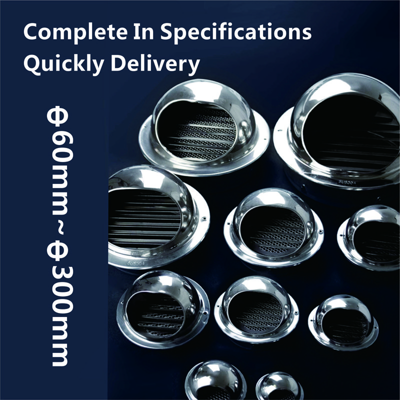 Hvac Ventilation Outdoor Bull Nose Vent 304 201 Stainless Steel Air Pipe Exhaust Wall Vent Cap air Vent