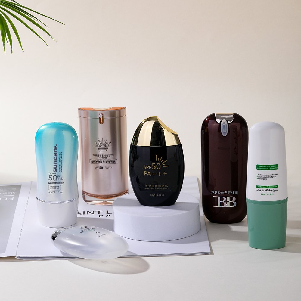 50ml Empty Boat Shape Plastic Sunscreen Bottle Packaging Squeeze Skincare Cream Bottle With Screw Cover