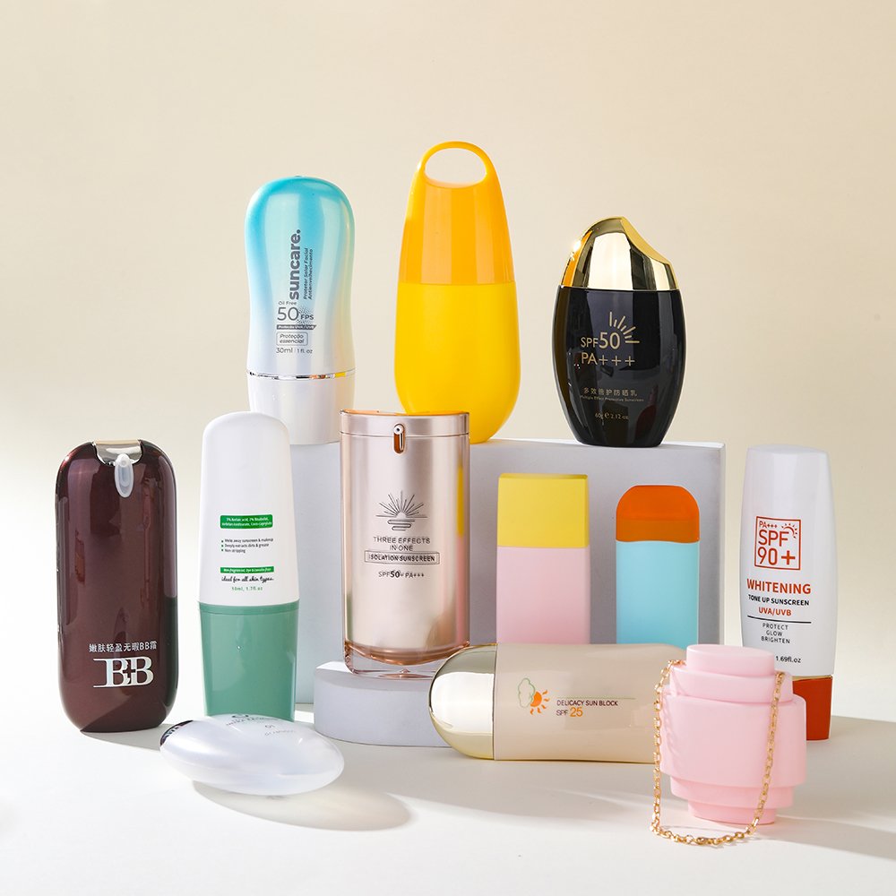 50ml Empty Boat Shape Plastic Sunscreen Bottle Packaging Squeeze Skincare Cream Bottle With Screw Cover