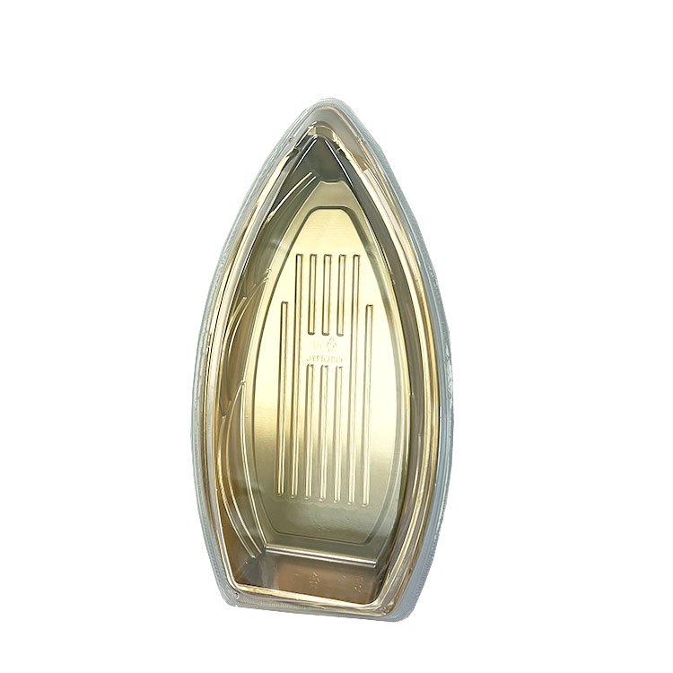 Wholesale Plastic Tray Food Grade Products Meal Dessert Boat Shape Plastic Sushi Box With Clear Lid Cover Boat for Sushi