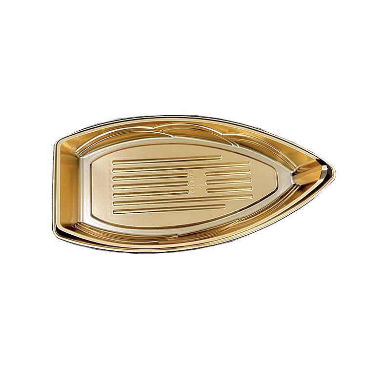 Wholesale Plastic Tray Food Grade Products Meal Dessert Boat Shape Plastic Sushi Box With Clear Lid Cover Boat for Sushi