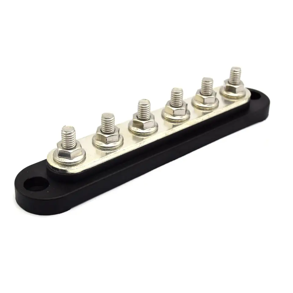 6 X M8 Heavy-duty Busbar Bus Bar 100A 200A 300A Terminal Block With Cover for Car Marine Boat Car