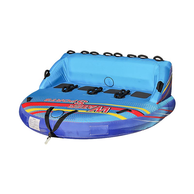 4 Person Watersports Towable Tubes for Boating, Large Nylon Cover Towable Boat Tube with Back Rest for Men and Women