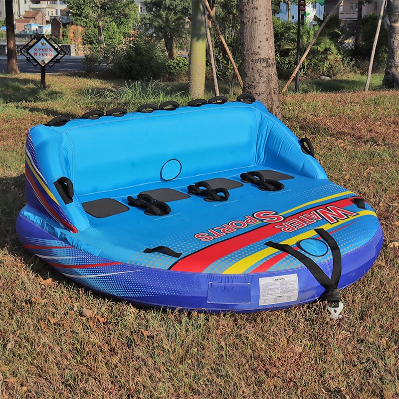 4 Person Watersports Towable Tubes for Boating, Large Nylon Cover Towable Boat Tube with Back Rest for Men and Women