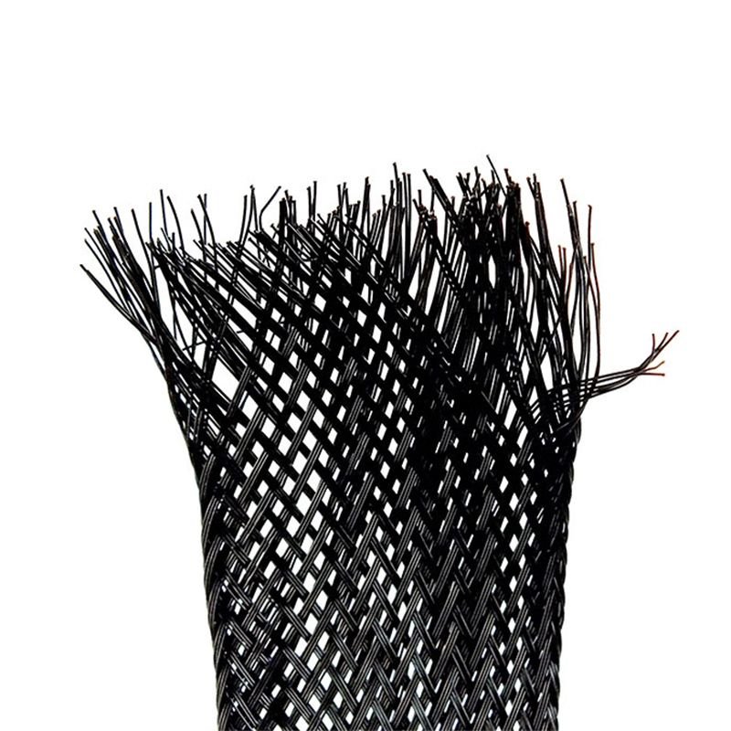 2 1/2 Black Insulated PET Expandable Braided Cable Scuff Sleeving Self-Closing Split PPS Cable Sleeves